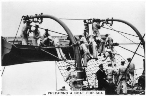 Preparing a boat for sea, 1937. Artist: Unknown