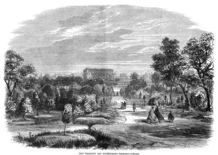 'The treasury and government printing office, Melbourne, Australia', 1863. Artist: T Macquord
