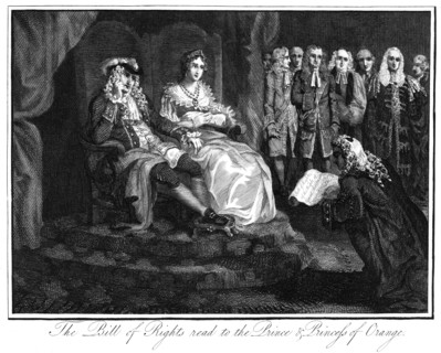 The Bill of Rights read to the Prince and Princess of Orange. Artist: Unknown