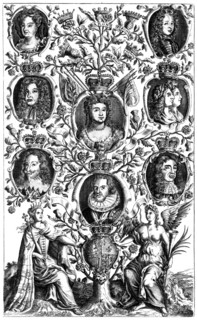 Queen Anne's (1665-1714) family tree. Artist: Unknown
