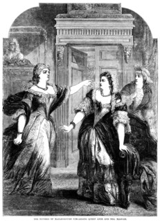 The Duchess of Marlborough upbraiding Queen Anne (1665-1714) and Mrs Masham. Artist: Pearson