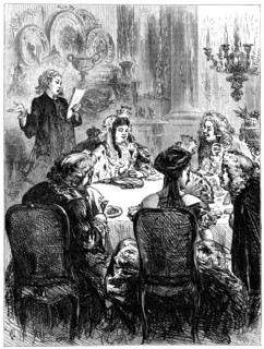 Queen Anne (1665-1714) and the ballad writer.Artist: W Thomas