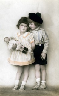 A young girl and boy, early 20th century. Artist: Unknown