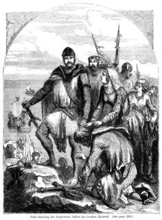 John kneeling for forgiveness before his brother Richard. Artist: Unknown