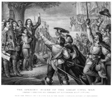 King Charles I (1600-1649) erecting his standard at Nottingham, 25th August 1642. Creator: Tim Bauer.
