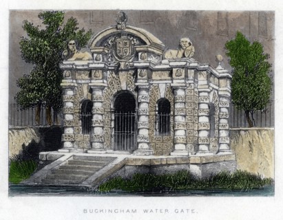 Buckingham Water Gate, the Strand, London, c1850. Artist: Unknown