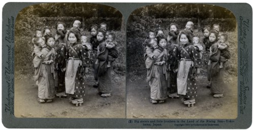 'Big sisters and little brothers in the Land of the Rising Sun', Yokohama, Japan, 1904. Artist: Underwood & Underwood