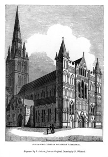 North west view of Salisbury Cathedral, 1843. Artist: J Jackson
