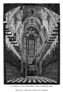 Interior of Henry VII Chapel, Westminster Abbey, 1843. Artist: J Jackson