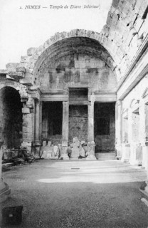 Ruined interior of the Roman Temple of Diana, Nimes, France, 20th century. Artist: Unknown