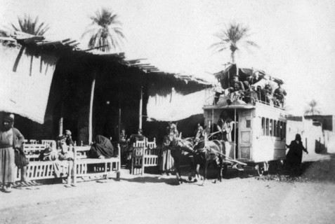 Tramcar, Kazimain road, Baghdad, Iraq, 1917-1919. Artist: Unknown