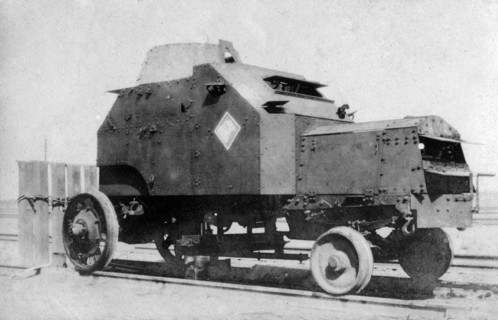 Armored car on rails, Baghdad, Iraq, 1917-1919. Artist: Unknown