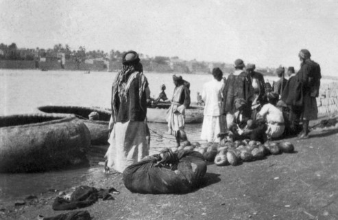 River craft laden with melons, Tigris River, Baghdad, Iraq, 1917-1919. Artist: Unknown