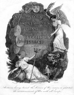 Britannia having chained the demon of war, 1816.Artist: T Wallis