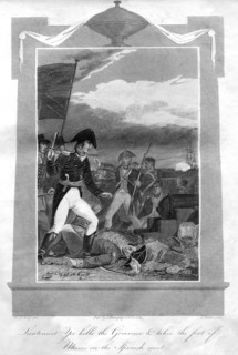 Lieutenant Yeo kills the governor and takes the fort of Muros on the Spanish coast, 1816. Artist: T Wallis