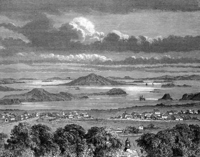 Auckland harbour, Aukland, North Island, New Zealand, 1886.Artist: Lancelot