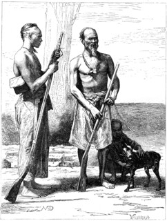 Mountain huntsmen, Formosa (Taiwan), 19th century.Artist: D Maillard