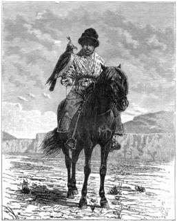 A falconer, Turkestan, 19th century.Artist: Delort