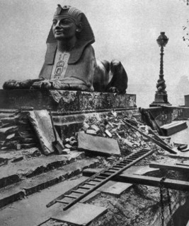 Sphinx damaged by a German bomb dropped on the Embankment, 4th September 1917, (1935). Artist: Unknown