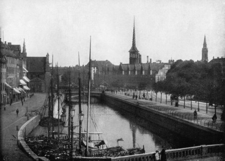 Street scene in Copenhagen, Denmark, 1893.Artist: John L Stoddard