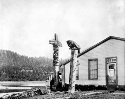 Totem Poles, Alaska, USA, 1893.Artist: John L Stoddard