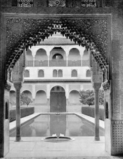 Court of the Myrtles, Alhambra, Spain, 1893.Artist: John L Stoddard