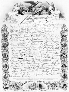 The signatures to the American Declaration of Independence, c1776, (c1920). Artist: Unknown