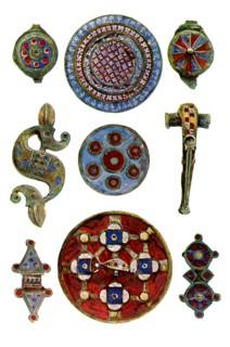 Romano-British enamelled ornaments, 1st- 2nd century AD. Artist: Unknown