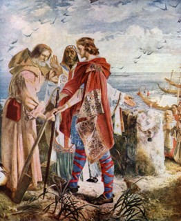 Egfrith offering the Bishopric of Hexham to Cuthbert, 678, (c1920). Artist: William Bell Scott