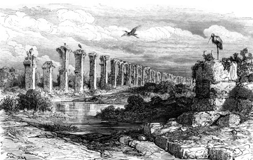 Roman aqueduct, Merida, Spain, 19th century. Artist: Gustave Doré
