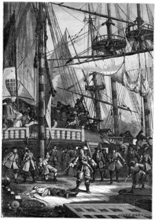 Jean Bart kills the Dutch captain of the 'Neptune', 1898. Artist: Jules-Achille Noel