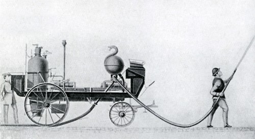 The first steam fire engine, c1830. Artist: Unknown