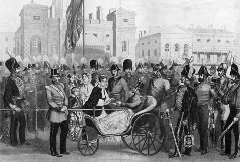Queen Victoria distributing medals, 18 May 1855, (c1920). Artist: Unknown