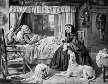 'The Queen in a Cottage Bedroom', late 19th century, (c1920). Artist: Unknown