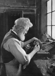 A watch cap maker at work, 1911-1912.Artist: AL Hitchin