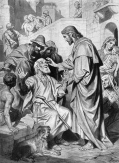 Christ healing the blind, 1926.Artist: Hofmann