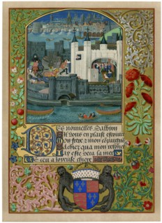 The Tower of London with London Bridge, c1500, (c1901). Artist: Unknown