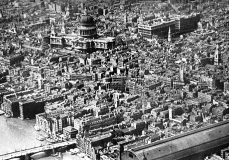 Aerial view of London, showing St Paul's Cathedral, 1926. Artist: Unknown