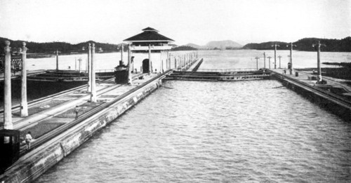 A lock on the Panama Canal, Panama, 1926. Artist: Unknown