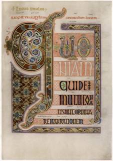 Page of illuminated text from the Gospel of St Luke, c700. Artist: Unknown