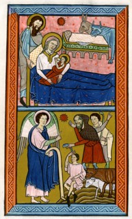 The Nativity and the Annunciation to the Shepherds, early 13th century. Artist: Unknown