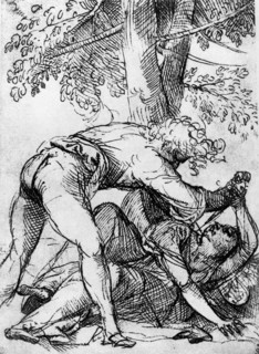 Sketch for the 'Jealous Husband' in the Scuola Del Santo, c1510, (1937). Artist: Titian