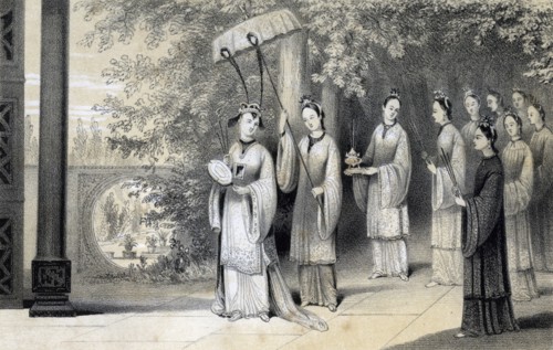 'The empress and her attendants proceeding to the temple from the mulberry grove', 1847.Artist: JW Giles
