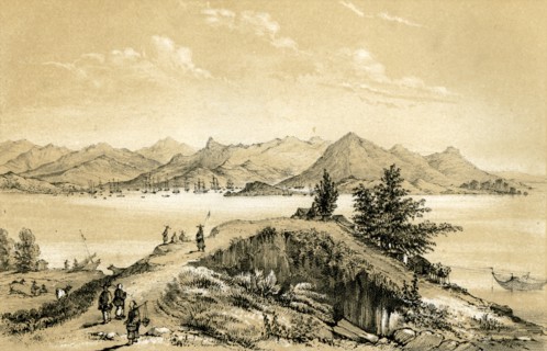 The bay and island of Hong Kong, 1847. Artist: E Gilks