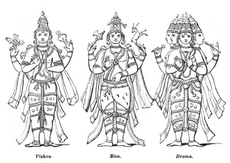Vishnu, Shiva, and Brahma, 1847. Artist: Robinson