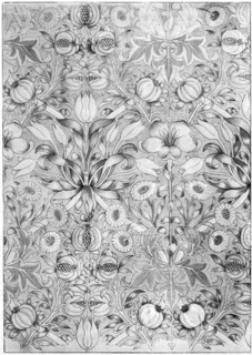 Lily and pomegranate pattern wallpaper, 1887 (1934).Artist: William Morris