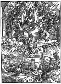 'Scene from the Apocalypse, St John before God the Father and the Twenty-Four Elders', 1498, (1936).Artist: Albrecht Dürer