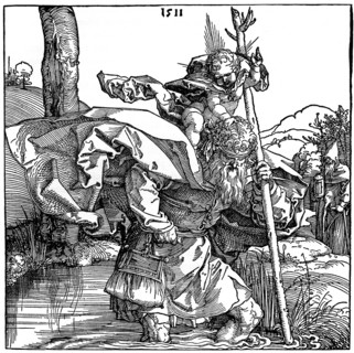 'St Christopher carrying the Infant Christ', 1511, (1936). Artist: Albrecht Dürer