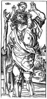 'St Christopher carrying the Infant Christ', 1525, (1936). Artist: Albrecht Dürer