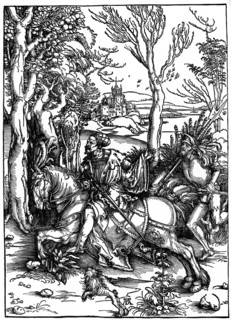 The Knight and the Landsknecht (Soldier Servant)', 1497-1498, (1936). Artist: Albrecht Dürer